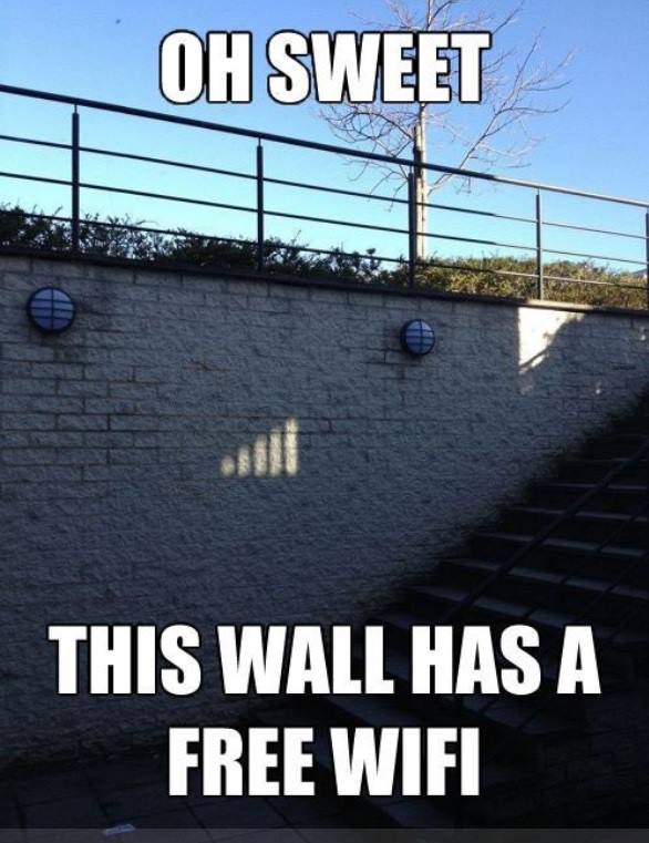 Funny Memes - this wall has free wifi
