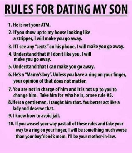 Funny Memes - dating my son rules